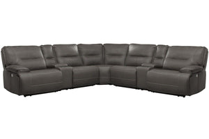 Spartacus - 7 Piece Modular Power Reclining Sectional With Power Adjustable Headrests - Haze