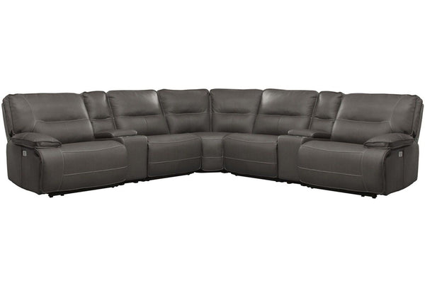 Spartacus - 7 Piece Modular Power Reclining Sectional With Power Adjustable Headrests - Haze