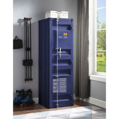 KD, Rectangular Wardrobe Storage: 1 Metal Door (Inside: 2 Compartments w/1 Metal Shelves), Top w/Hanging Clothes Rod Features: Metal Frame, Recessed Panels (Cargo Container Panels), Full-Length Container Lock (NO LEGS) CONSTRUCTION Metal Case: Iron Plate 