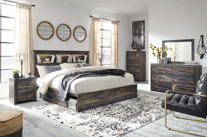 Drystan - King Bookcase Bed With 4 Storage Drawers - 10 Pc. - Dresser, Mirror, Chest, King Bed, 2 Nightstands - Multi