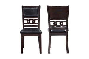 Enhance your dining space with this set of two New Classic Gia Wood Dining Chairs in dark ebony finish. Crafted from solid Rubberwood and Mindi veneers, these chairs offer a perfect blend of durability and aesthetic appeal. The deep ebony finish, achieved