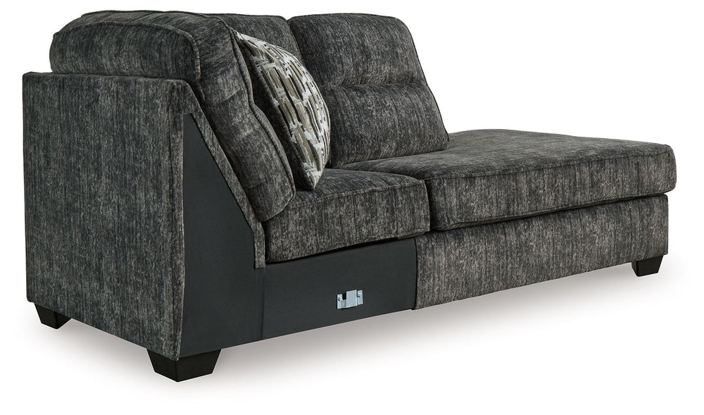 This right-arm facing corner chaise is made with polyester upholstery. Pairs with other items in the series to make a sectional.<br><br><b>Additional Dimensions</b><br><ul><li>Arm height: 27-"</li><li>Seat depth: 72-"</li><li>Seat height: 20-"</li><li>Top
