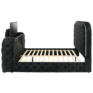  Fireplace & TV Stand - Black Upholstery Velvet