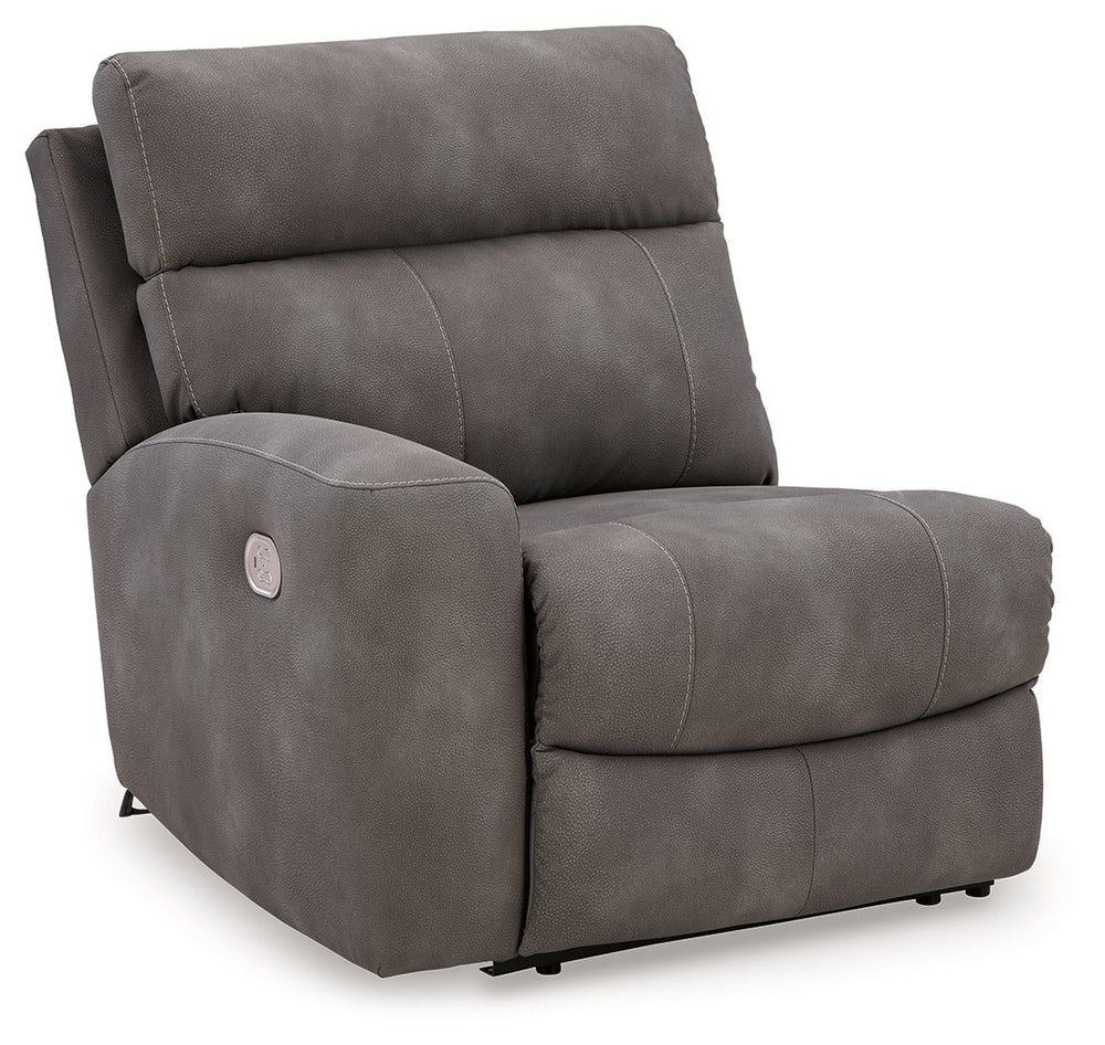 This left-arm facing power recliner is made with Next-Gen Durapella (polyester/polyurethane) upholstery. Pairs with other items in the series to make a modular sectional.<br><br><b>Additional Dimensions</b><br><ul><li>Arm height: 25-"</li><li>Seat depth: 