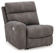 This left-arm facing power recliner is made with Next-Gen Durapella (polyester/polyurethane) upholstery. Pairs with other items in the series to make a modular sectional.<br><br><b>Additional Dimensions</b><br><ul><li>Arm height: 25-"</li><li>Seat depth: 