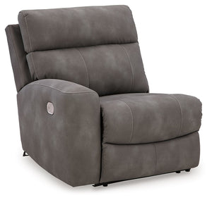 This left-arm facing power recliner is made with Next-Gen Durapella (polyester/polyurethane) upholstery. Pairs with other items in the series to make a modular sectional.<br><br><b>Additional Dimensions</b><br><ul><li>Arm height: 25-"</li><li>Seat depth: 