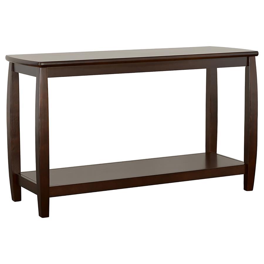 This console table combines timeless style with functional design, perfect for any living room or hallway. Crafted with poplar wood, engineered wood, and birch veneer, it delivers a sturdy and long-lasting structure. The rich cappuccino finish enhances th