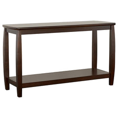 This console table combines timeless style with functional design, perfect for any living room or hallway. Crafted with poplar wood, engineered wood, and birch veneer, it delivers a sturdy and long-lasting structure. The rich cappuccino finish enhances th