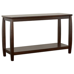This console table combines timeless style with functional design, perfect for any living room or hallway. Crafted with poplar wood, engineered wood, and birch veneer, it delivers a sturdy and long-lasting structure. The rich cappuccino finish enhances th