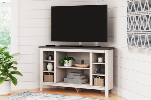 this TV stand is right in tune with your relaxed approach to high style. Beautifully shaped to nestle into any corner