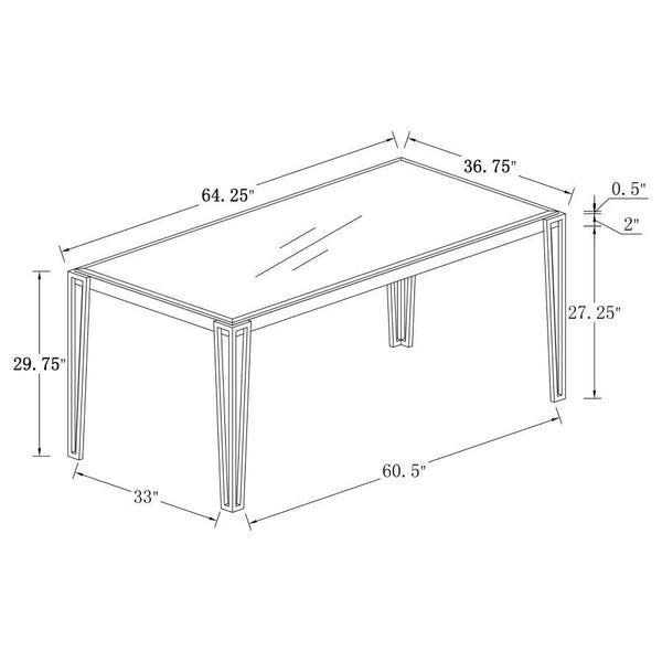 Pauline - Rectangular Glass Top Dining Table - Chrome
