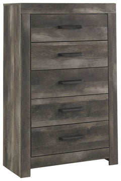 This chest of drawers is sure to win your heart with its daring designer take on modern rustic. The bedroom chestâ€™s crisp, clean and minimalist-chic profile is enriched with a striking replicated oak grain with thick plank styling and a weathered gray f