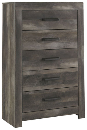 This chest of drawers is sure to win your heart with its daring designer take on modern rustic. The bedroom chestâ€™s crisp, clean and minimalist-chic profile is enriched with a striking replicated oak grain with thick plank styling and a weathered gray f