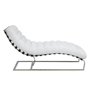 Qortini - Chaise - White Teddy Sherpa & Stainless Steel