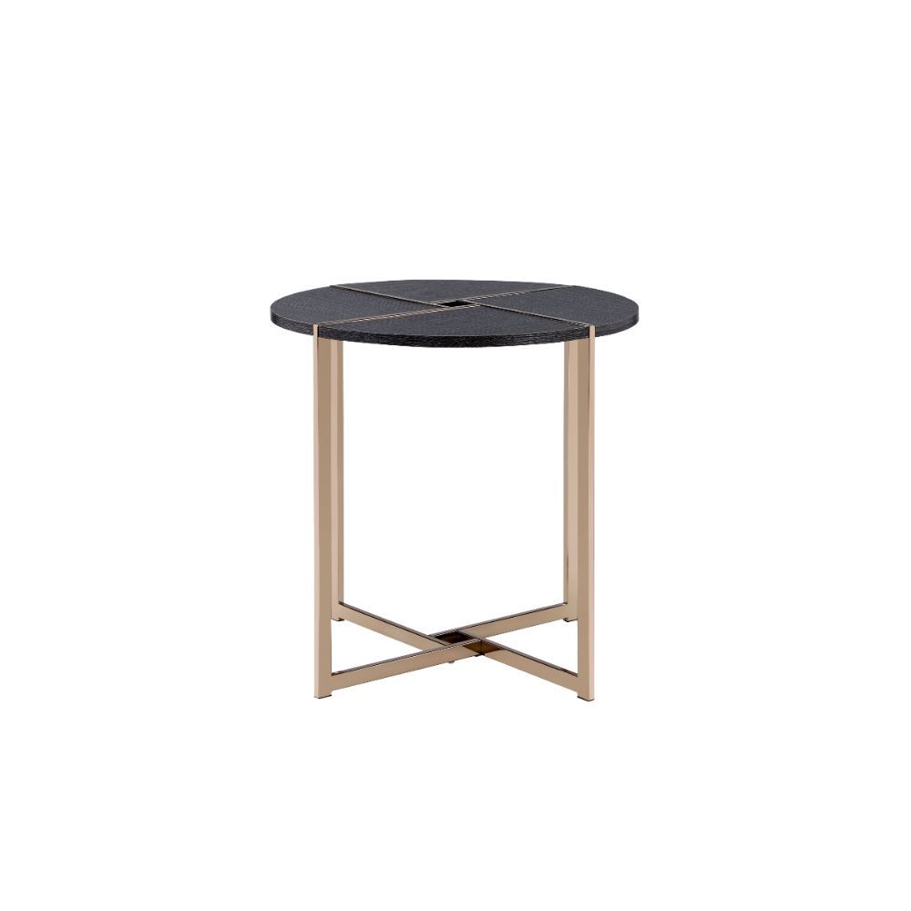 Bromia - End Table - Black & Champagne - 24-"<br/><br/><b>Product Features</b><ul><li>Case: 1Pc/1Ctn</li><li>Finish: Black & Champagne</li><li>Style: Contemporary</li><li>Materials: Metal, Veneer, Composite Wood</li></ul><br/>