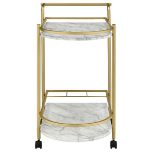 Desiree - 2-Tier Faux Marble Shelf Metal Bar Cart - Gold