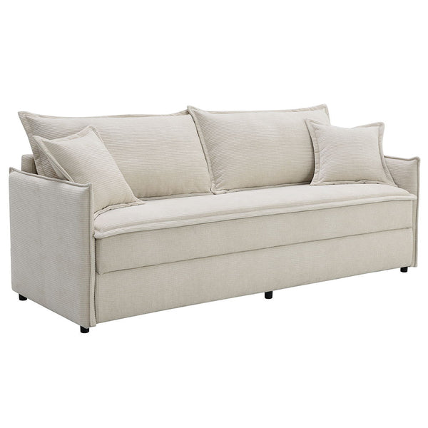  effortlessly blends sophistication and practicality. Its sleek design hides a convenient pull-out sleeper