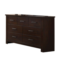 The Panang dresser offers a sophisticated style in beautiful mahogany finish. With clean lines and contemporary style, this seven-drawer dresser with metal drawer pulls, Felt-Lined top drawers, and detailed English front and back, provides elegance to war