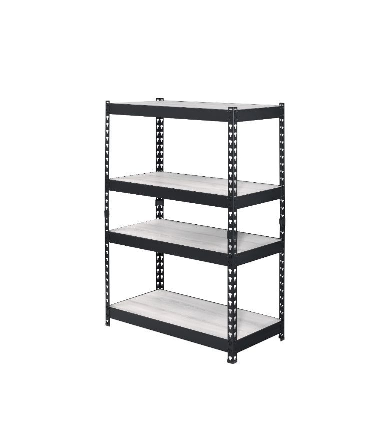 Personfiy your workplace with some bold, clear and strong accessories. The Decmus Bookshelf has a black metal frame with simple hollow out carved patterns for a modern industrial look. It is outfitted with adjustable shelves that allow more flexible use o