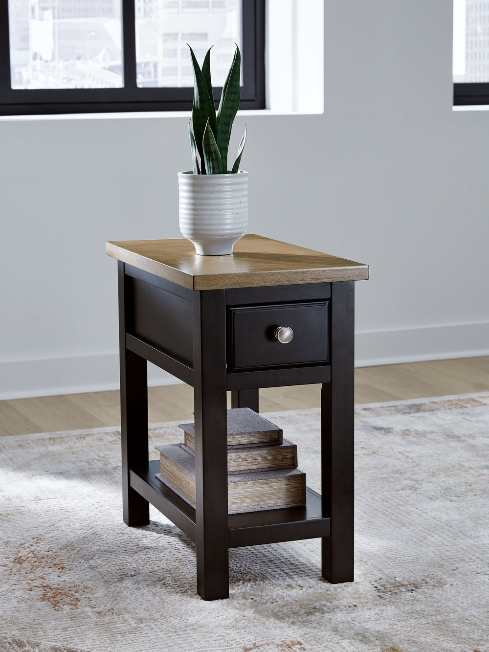When youâ€™re styling your living room, convenience is key. With this chairside end table, casual flair meets canâ€™t-miss function. Tired of trekking to find a charger when your device is dead? This table-'s built-in outlets and USB ports allow you to st
