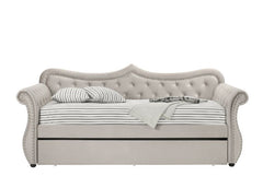 Create a dream bedrooms for your little ones with the Adkins Daybed that truly make their dream come true. The frame of the bed strikes a classic silhouette with gentle curves and sleigh-style arms, fully upholstered in a sofa velvet. Beautiful accents ar