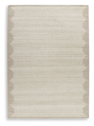 Dress up any floor with the tastefully approachable design of this rug. Its distinctive stepped border pattern, rendered in versatile neutrals, creates a subtly eye-catching look that brings modern elegance to any casual space. Crafted from wool with a ge