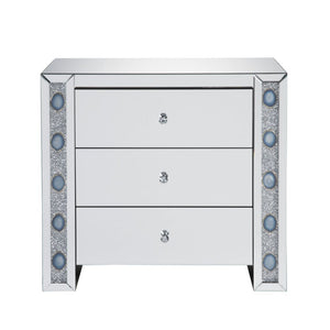  Clear Glass with Faux Agate Stones (Back Unfinished) Orientation: Free Standing Storage: 3 Drawers (Open Base) CONSTRUCTION Mirrored Case-Frame & Drw: Mirror