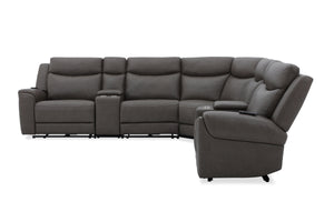 Momentum - 7 Piece Modular Power Reclining Sectional With Power Adjustable Headrests - Dark Granite