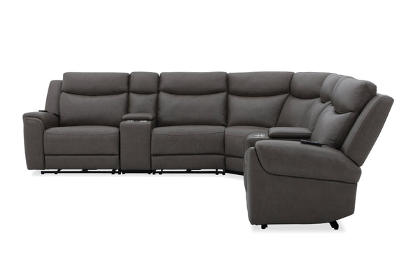 Momentum - 7 Piece Modular Power Reclining Sectional With Power Adjustable Headrests - Dark Granite