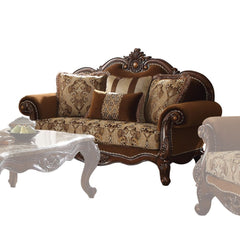KD Back, w/4 Pillows â€¢ Carved Crown, Scrolled-Grooved Trim with 2-Tone Welt Trim: Rubber, Poplar Wood (Backrest, Front Armrest & Base) â€¢ Backrest Style: Arched â€¢ Tight Back & Loose Seat Cushion (1+1) â€¢ Seat Construction: Frame: Hardwood, Pocket Co