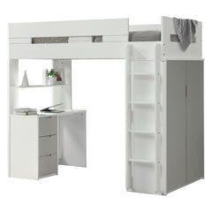 A beautiful loft set for children, adding brightness and vibrancy to their bedrooms. Functional and stylish, will fit into both boy and girls-' rooms. Featuring a desk underneath, offers an ideal space to play, work and rest. Various finishes in pink, gra