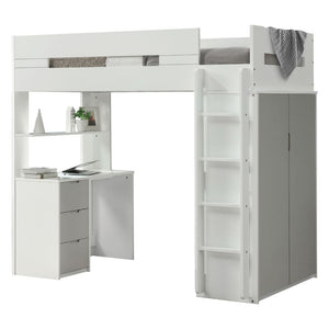 A beautiful loft set for children, adding brightness and vibrancy to their bedrooms. Functional and stylish, will fit into both boy and girls-' rooms. Featuring a desk underneath, offers an ideal space to play, work and rest. Various finishes in pink, gra