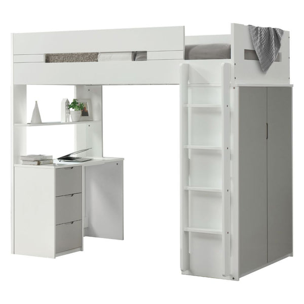 A beautiful loft set for children, adding brightness and vibrancy to their bedrooms. Functional and stylish, will fit into both boy and girls-' rooms. Featuring a desk underneath, offers an ideal space to play, work and rest. Various finishes in pink, gra