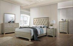 The Carine transitional collection features button tufted headboard, low profile footboard, and its complemented by oversized case with sleek design. This beautiful collection will be a perfect complement to Decor your master bedroom.<br/><br/><b>Product 