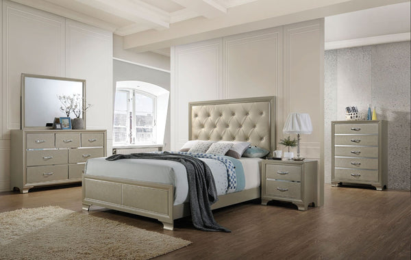 The Carine transitional collection features button tufted headboard, low profile footboard, and its complemented by oversized case with sleek design. This beautiful collection will be a perfect complement to Decor your master bedroom.<br/><br/><b>Product 