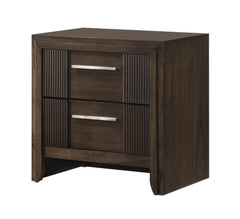Create a warm and inviting retreat with this beautifully crafted bedroom ensemble, where timeless design meets modern functionality. Featuring a rich wood finish and sleek, linear details, this collection strikes the perfect balance between rustic charm a
