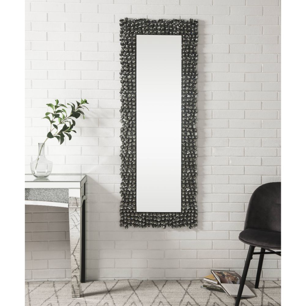 The Kachina wall mirror features rectangular shape with faux gem trim to create a modern look and bring a charming accent to your dÃ©cor. The beveled mirrored edges catch the light from all angles that naturally attracts the eye.<br/><br/><b>Product Featu