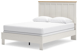 Linnocreek - White / Warm Brown - Queen Panel Bed