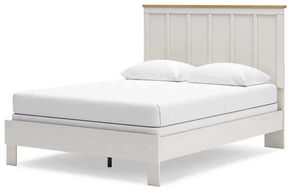 Linnocreek - White / Warm Brown - Queen Panel Bed