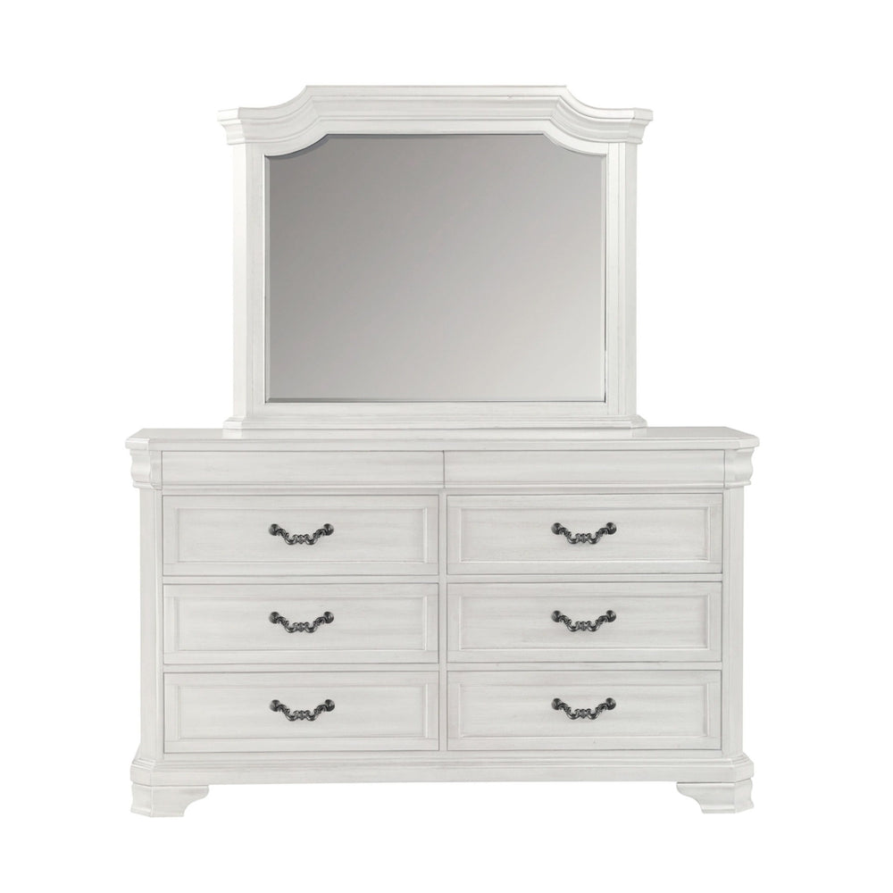 Introducing the Lyndhurst Landscape Mirror in Vintage Whiteâ€”a stunning addition to any bedroom decor. Crafted from solid Acacia, Acacia veneers, and manufactured wood, this mirror is built to last, ensuring enduring strength and durability. Its heirloom
