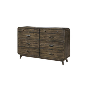 The Rex 8 Drawer Dresser in Walnut Brown combines style and functionality for your bedroom needs. This dresser includes eight spacious drawers, crafted from solid rubberwood, manufactured woods, and oak veneers for stability and longevity. Its classic mid