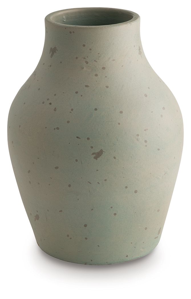 Bring a touch of rustic charm and casual elegance to your home with this terra cotta vase. The antiqued green finish gives it a beautifully weathered look, adding character to your creatively curated space. Let the piece shine on its own, or change things