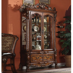 The Dresden traditional collection reflects highly decorative details, pedestal table, oversized claw feet, shaped top and decorative carving inlay veneers on apron. The dining chairs reflect carefully selected wood carving and upholstery in a symphony of