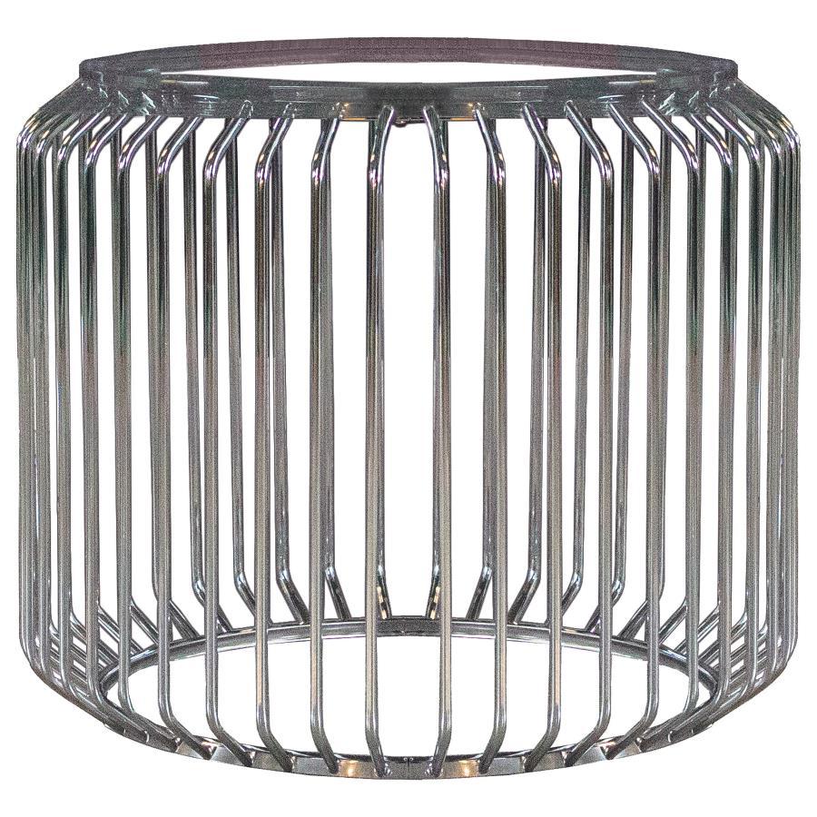 With a chic Art Deco vibe and retro-inspired flair, comes this modern dining table base. Featuring a cylindrical shape surrounded by slim metal rods all around, this dining table base gives off a cage-like appearance and an open and airy style. With a lus