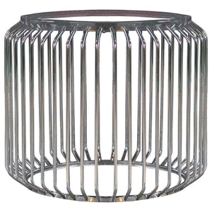 With a chic Art Deco vibe and retro-inspired flair, comes this modern dining table base. Featuring a cylindrical shape surrounded by slim metal rods all around, this dining table base gives off a cage-like appearance and an open and airy style. With a lus