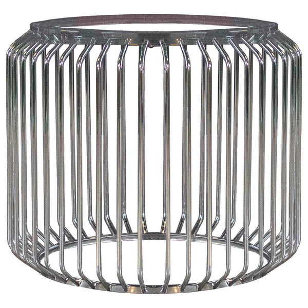 With a chic Art Deco vibe and retro-inspired flair, comes this modern dining table base. Featuring a cylindrical shape surrounded by slim metal rods all around, this dining table base gives off a cage-like appearance and an open and airy style. With a lus