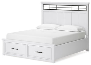 Ashbryn - White / Natural - California King Panel Storage Bed