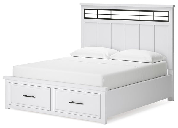 Ashbryn - White / Natural - California King Panel Storage Bed