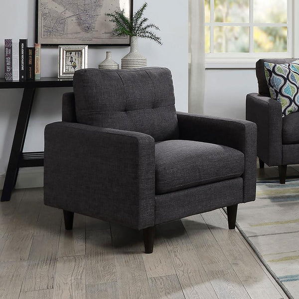  where horizontal channeling meets the rich texture of bouclÃ© fabric. The thick