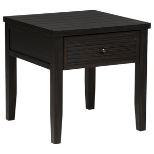 Complete your living room ensemble with this charming end table, offering both style and practicality. Crafted with solid wood legs and a robust engineered wood frame with a pine veneer, it adds a rustic touch with a hint of elegance. The planked wood top
